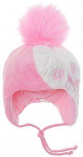 Дитяча шапка для дівчинки TuTu 22 3-000948 FU 44-46 см Біло-рожева зимова 3-000948 фото