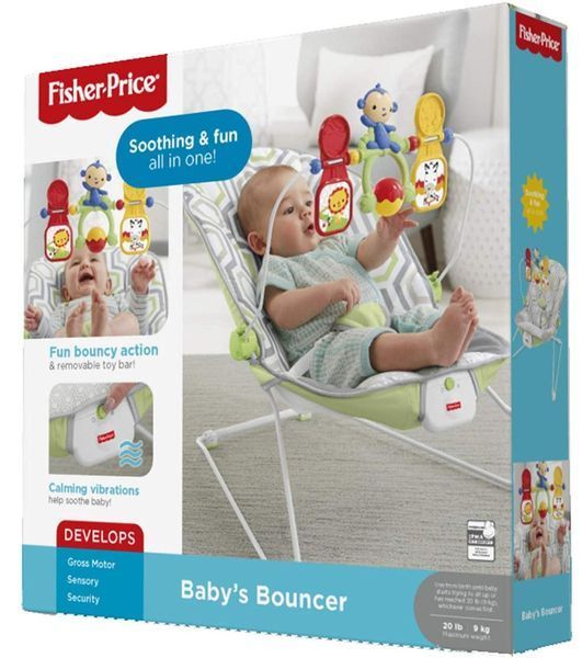 Кресло-качалка шезлонг Fisher-Price с вибрацией Геометрия Baby&acute;s Bouncer Geo Me 2056287268 фото