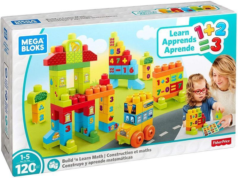 Mega Bloks First Builders Конструктор 120 деталей Вчимо математику Build 'N Learn Math Building Set FVJ50 фото