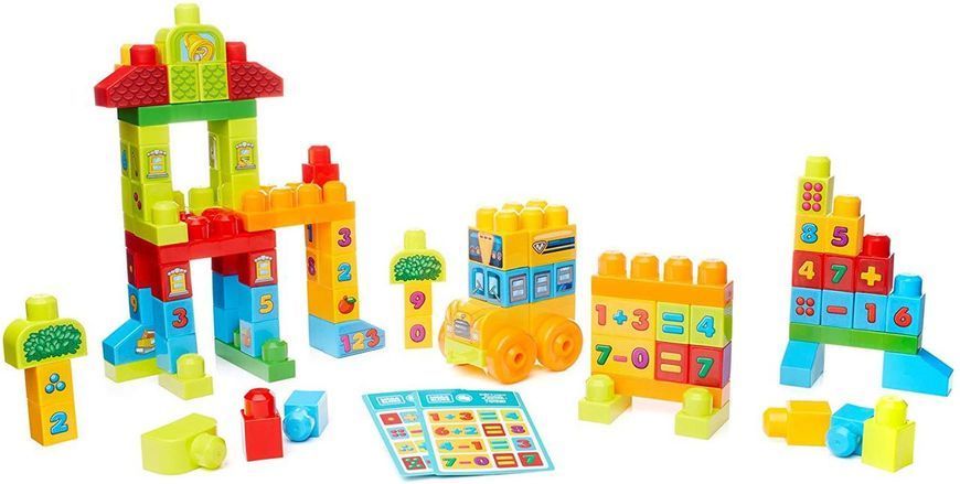 Mega Bloks First Builders Конструктор 120 деталей Вчимо математику Build 'N Learn Math Building Set FVJ50 фото