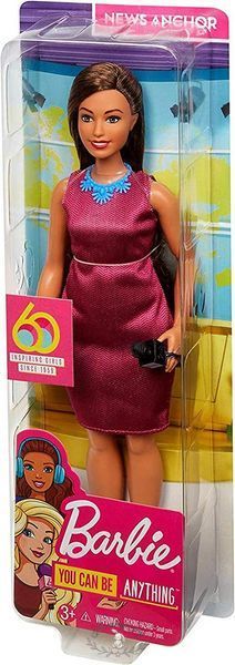 Лялька Mattel Barbie брюнетка пишна Я можу бути телеведуча з мікрофоном із серії 60-річчя компанії GFX27 фото