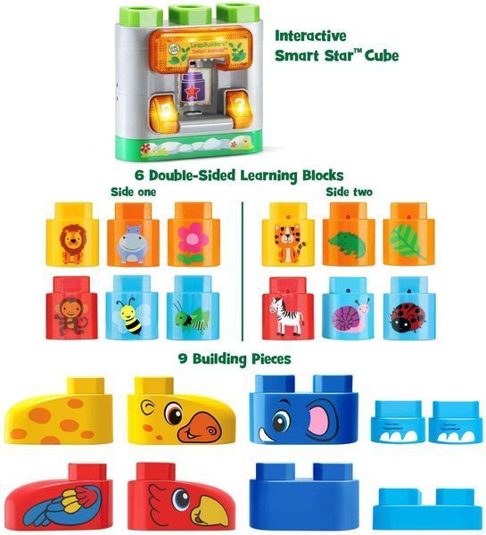 Конструктор LeapFrog LeapBuilders Сафарі Тварини з інтерактивним куб Smart Star, Багатобарвний 80-608900 фото