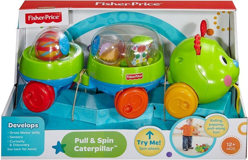 Гусениця-каталка з диво-кульками "Тягни-обертай" Fisher-Price (Ж4507) Roll-a-Rounds Pull & Spin Caterpillar J450 Ж4507 фото