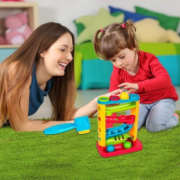 Трек спуск горка с шариками и молотком"Башня с рампой " First Play Playkidz 30130 фото