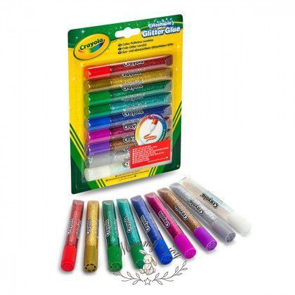 Crayola смываемые маркеры блестящего клея Глиттер Crayola Washable glitter glue c блестками 9 шт 2056288055 фото