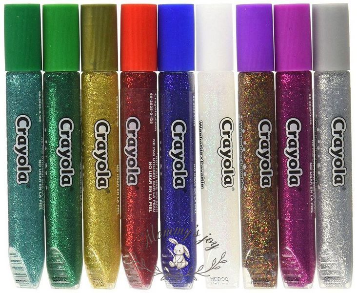 Crayola смываемые маркеры блестящего клея Глиттер Crayola Washable glitter glue c блестками 9 шт 2056288055 фото