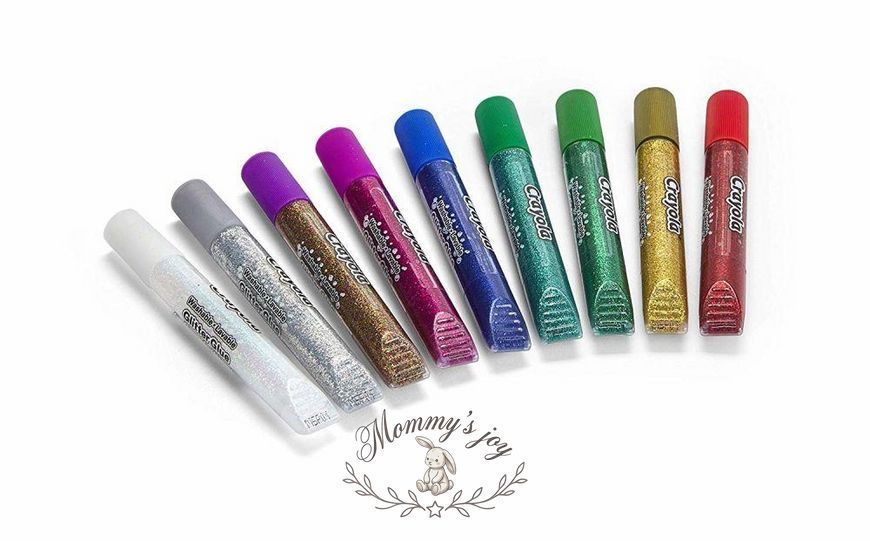Crayola смываемые маркеры блестящего клея Глиттер Crayola Washable glitter glue c блестками 9 шт 2056288055 фото